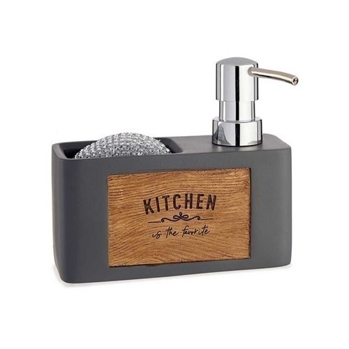 DISPENSADOR JABON KINVARA GRIS/MADERA C/PORTAESTR